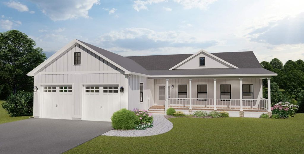 Lakespring Farmhouse exterior front - New Construction